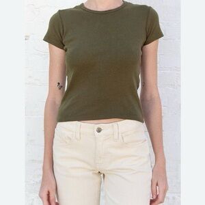 Brandy Melville Olive Baby Tee, One Size
